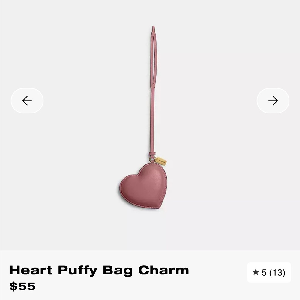 Coach Pink Heart Bag Charm